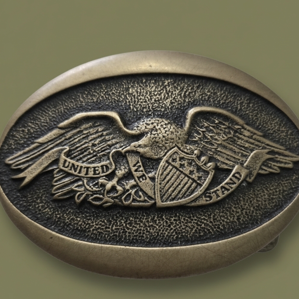 Vintage Patriotic Eagle 3.5" × 2.5"  Belt Buckle